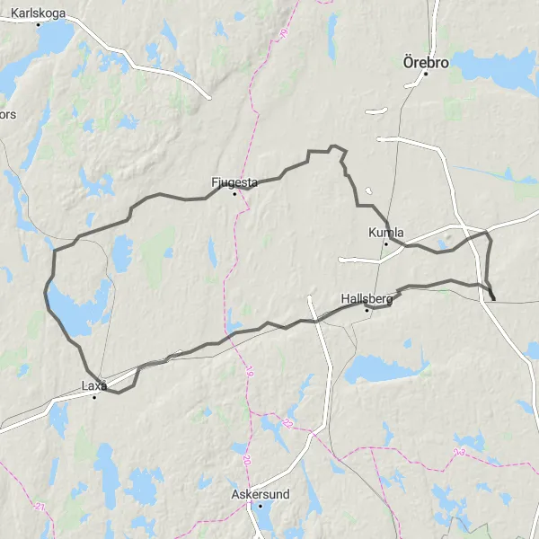 Map miniature of "Pålsboda Road Exploration" cycling inspiration in Östra Mellansverige, Sweden. Generated by Tarmacs.app cycling route planner