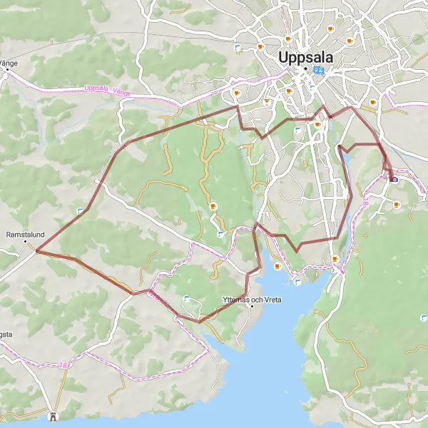 Map miniature of "Vårdsätra - Boländerna Gravel Ride" cycling inspiration in Östra Mellansverige, Sweden. Generated by Tarmacs.app cycling route planner