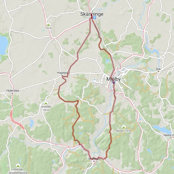 Map miniature of "Skänninge to Strålsnäs Gravel Route" cycling inspiration in Östra Mellansverige, Sweden. Generated by Tarmacs.app cycling route planner