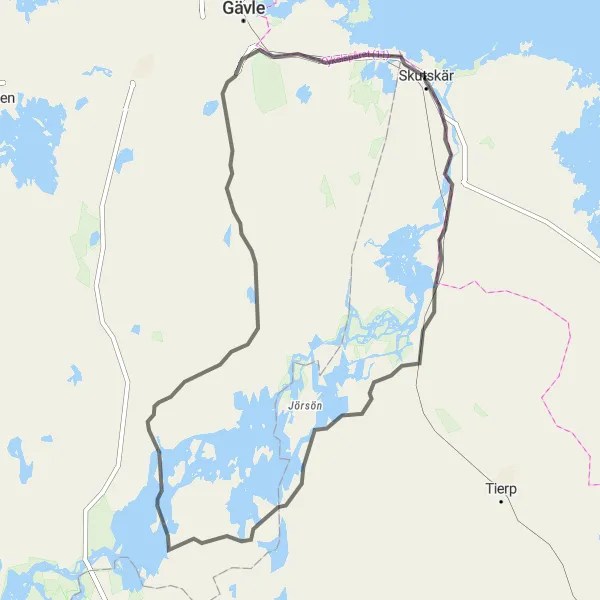 Map miniature of "Marma to Furuvik Road Cycling Route" cycling inspiration in Östra Mellansverige, Sweden. Generated by Tarmacs.app cycling route planner