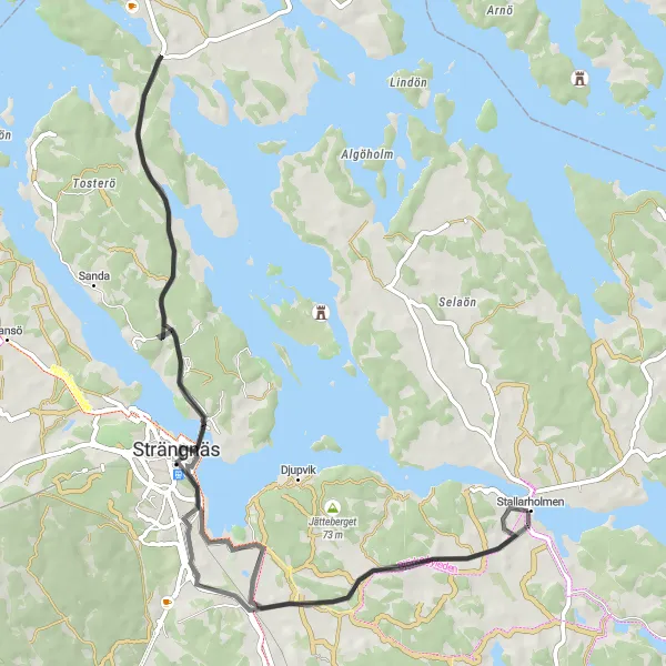 Kartminiatyr av "Kulturell cykeltur nära Stallarholmen" cykelinspiration i Östra Mellansverige, Sweden. Genererad av Tarmacs.app cykelruttplanerare