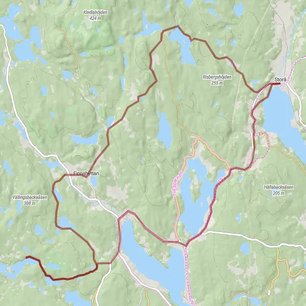 Kartminiatyr av "Grusväg till Guldsmedshyttan och Timansberg" cykelinspiration i Östra Mellansverige, Sweden. Genererad av Tarmacs.app cykelruttplanerare