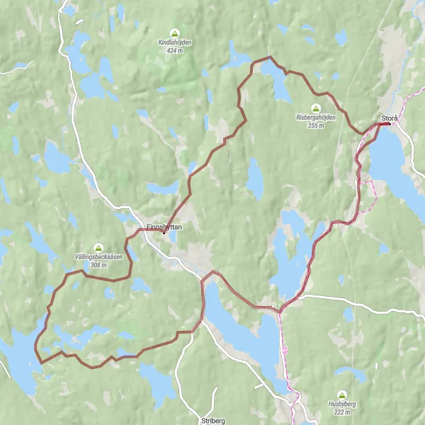 Map miniature of "Guldsmedshyttan Gravel Adventure" cycling inspiration in Östra Mellansverige, Sweden. Generated by Tarmacs.app cycling route planner