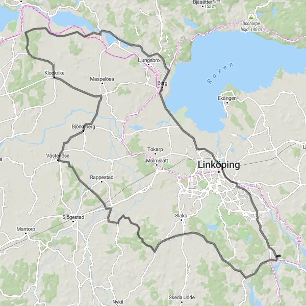 Map miniature of "Panoramic Road Cycling Route to Högloftet and Tornby" cycling inspiration in Östra Mellansverige, Sweden. Generated by Tarmacs.app cycling route planner