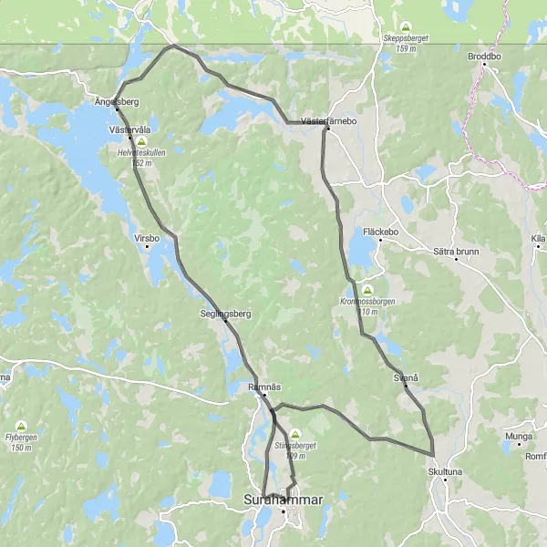 Map miniature of "The Heritage Circuit" cycling inspiration in Östra Mellansverige, Sweden. Generated by Tarmacs.app cycling route planner