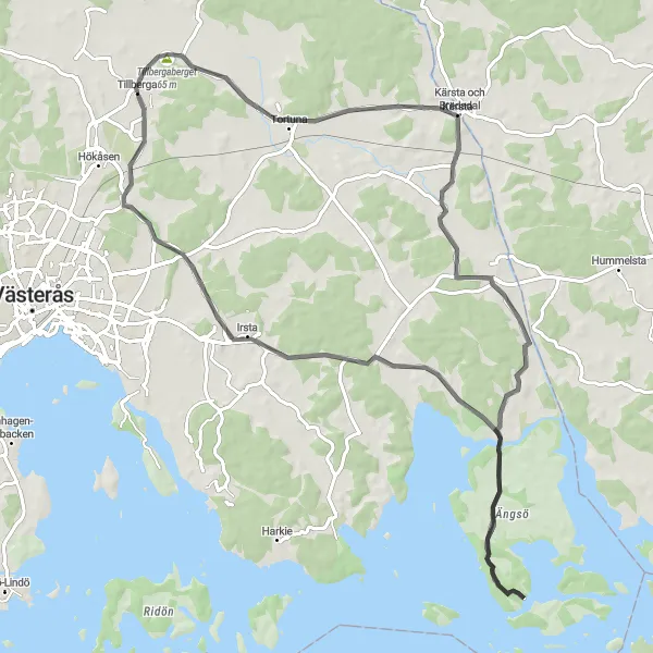 Map miniature of "Countryside Exploration to Kungsbyn" cycling inspiration in Östra Mellansverige, Sweden. Generated by Tarmacs.app cycling route planner