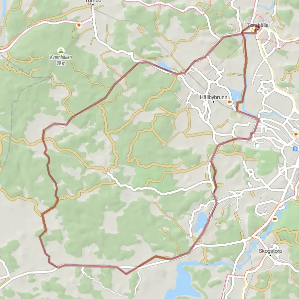 Map miniature of "Gravel Escape" cycling inspiration in Östra Mellansverige, Sweden. Generated by Tarmacs.app cycling route planner