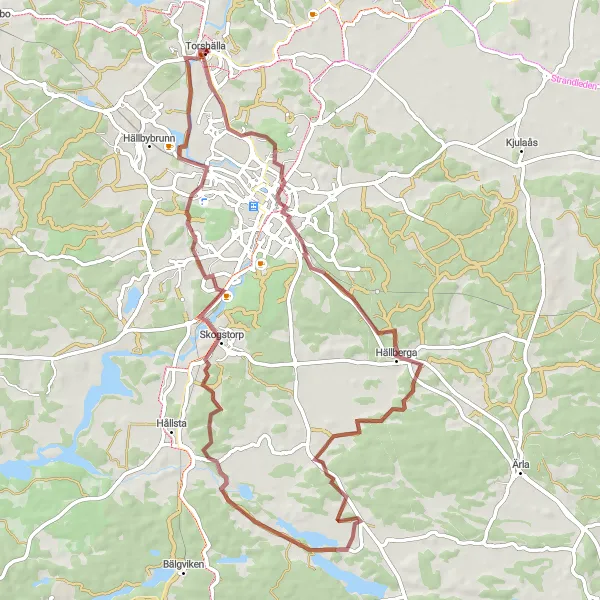 Map miniature of "Torshälla to Måsta Loop" cycling inspiration in Östra Mellansverige, Sweden. Generated by Tarmacs.app cycling route planner