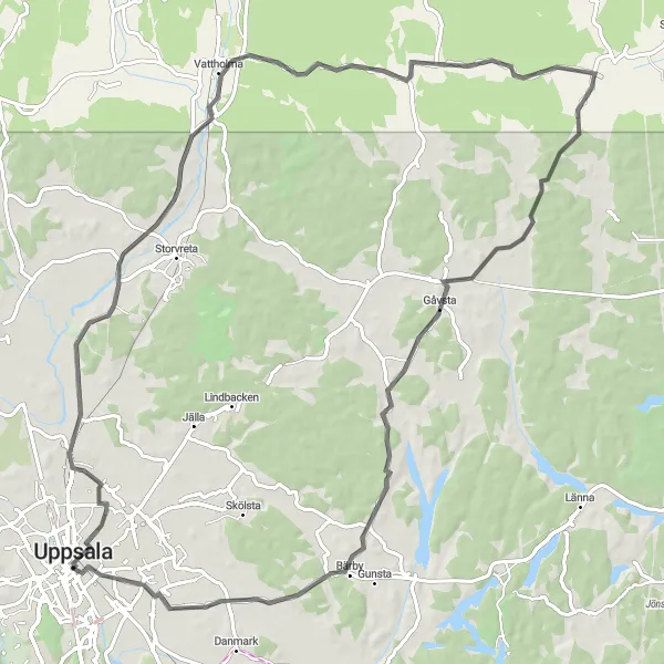 Map miniature of "Cultural Cycling Tour of Uppsala" cycling inspiration in Östra Mellansverige, Sweden. Generated by Tarmacs.app cycling route planner