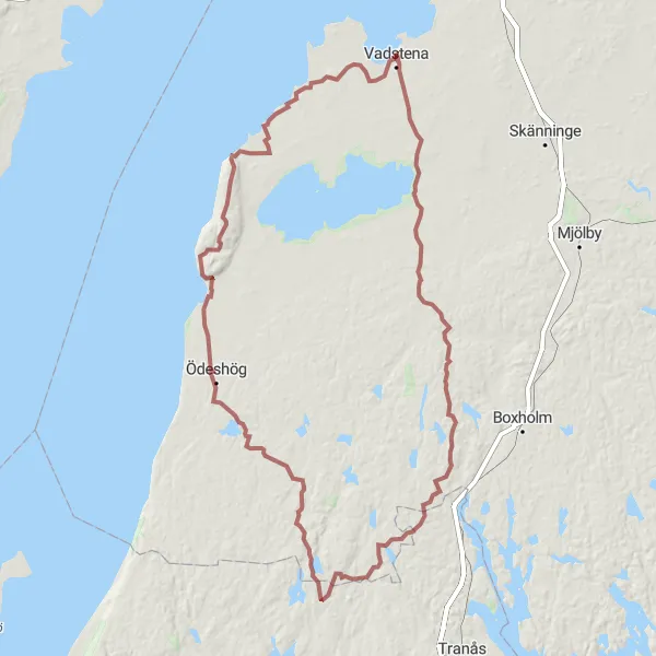 Kartminiatyr av "Grusväg till Borghamn" cykelinspiration i Östra Mellansverige, Sweden. Genererad av Tarmacs.app cykelruttplanerare