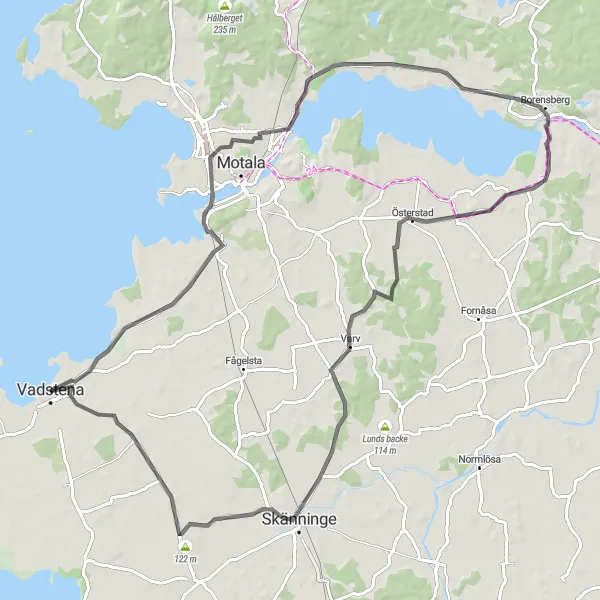 Kartminiatyr av "Historisk cykeltur till Borensberg" cykelinspiration i Östra Mellansverige, Sweden. Genererad av Tarmacs.app cykelruttplanerare