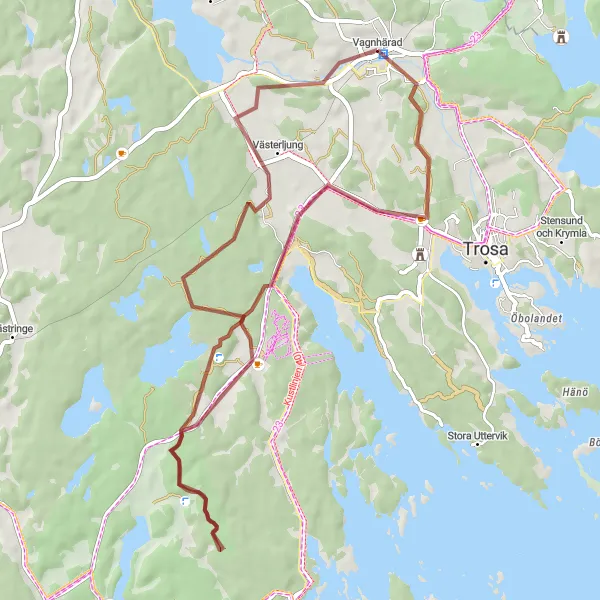 Map miniature of "Tureholm and Långmaren Trail" cycling inspiration in Östra Mellansverige, Sweden. Generated by Tarmacs.app cycling route planner