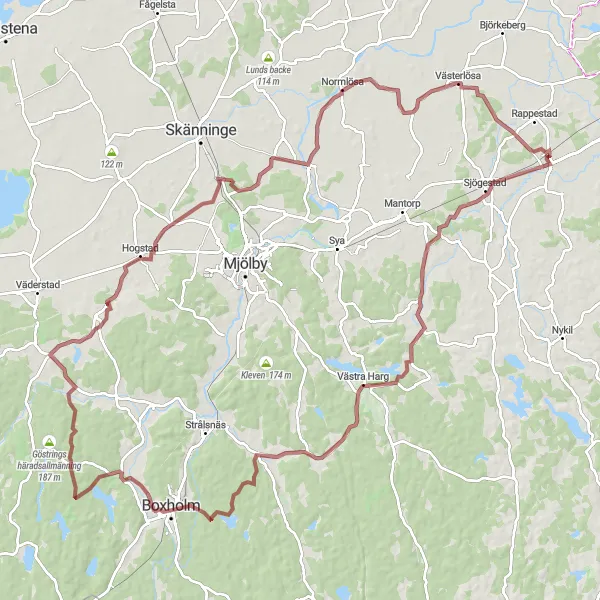 Map miniature of "Visätter Gravel Scenic Ride" cycling inspiration in Östra Mellansverige, Sweden. Generated by Tarmacs.app cycling route planner