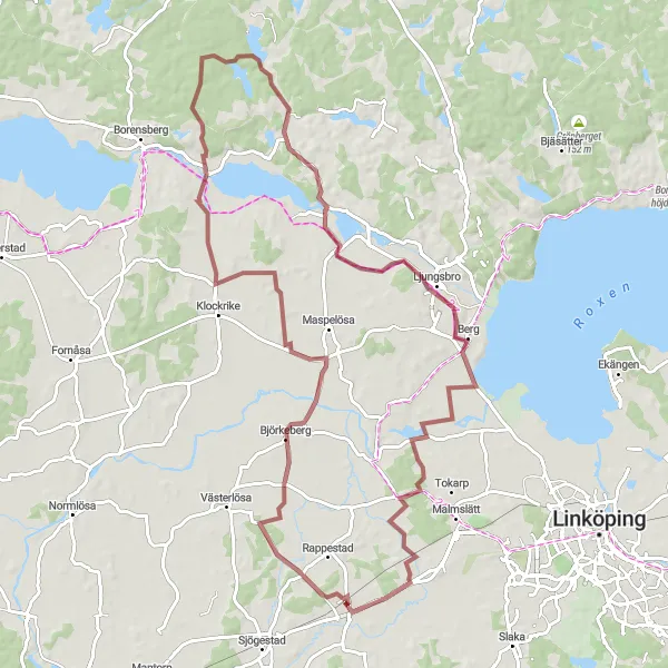 Map miniature of "Björkeberg Gravel Adventure" cycling inspiration in Östra Mellansverige, Sweden. Generated by Tarmacs.app cycling route planner