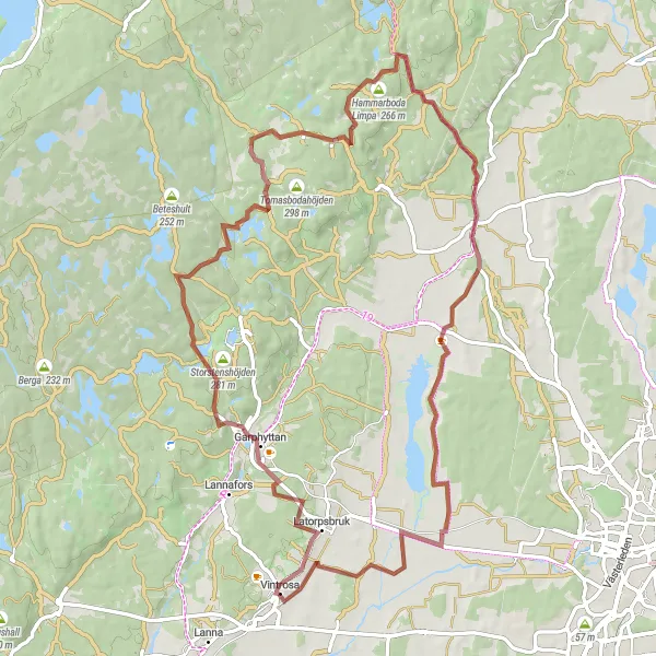 Map miniature of "Garphyttan and Närkes Kil Gravel Loop" cycling inspiration in Östra Mellansverige, Sweden. Generated by Tarmacs.app cycling route planner