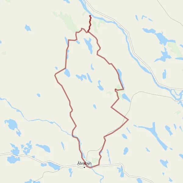 Kartminiatyr av "Kvällsberget och Bergträskberget" cykelinspiration i Övre Norrland, Sweden. Genererad av Tarmacs.app cykelruttplanerare