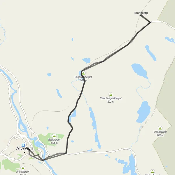 Kartminiatyr av "Älvsbyn till Stormyrberget Rundtur" cykelinspiration i Övre Norrland, Sweden. Genererad av Tarmacs.app cykelruttplanerare