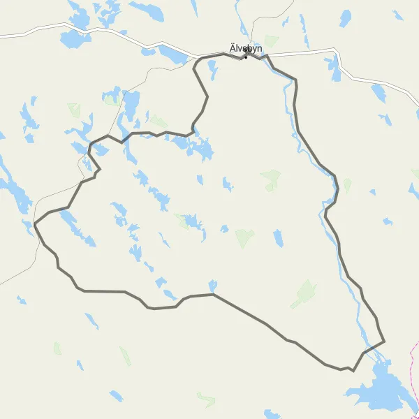 Map miniature of "Scenic Countryside Ride" cycling inspiration in Övre Norrland, Sweden. Generated by Tarmacs.app cycling route planner