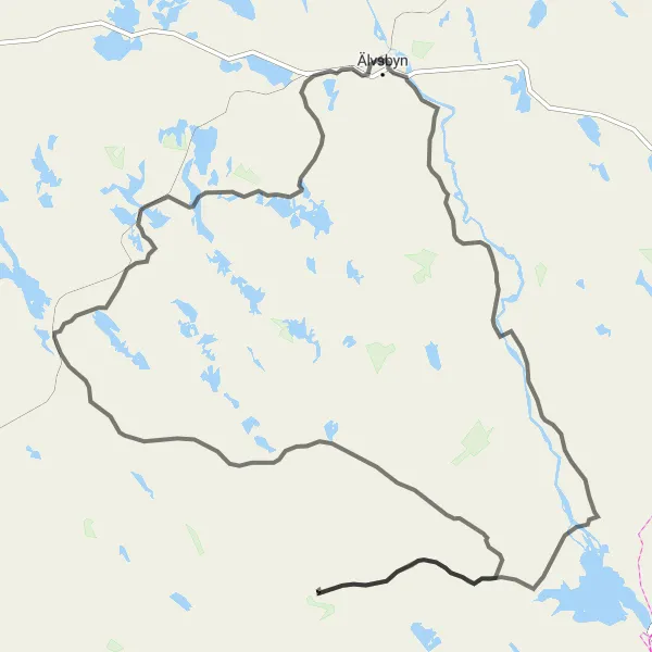 Kartminiatyr av "Älvsbyn till Blåmyrberget Cykeltur" cykelinspiration i Övre Norrland, Sweden. Genererad av Tarmacs.app cykelruttplanerare
