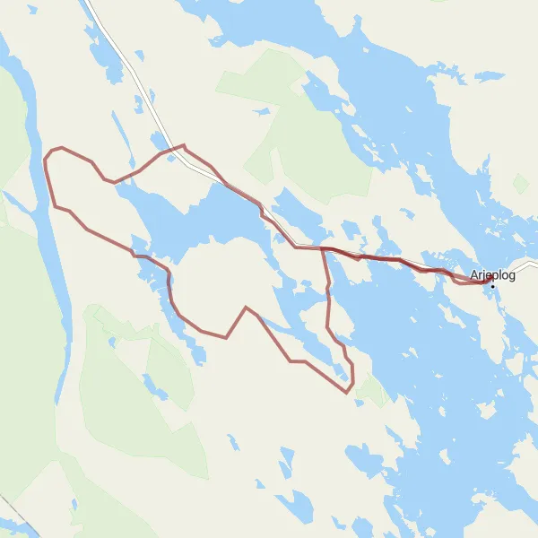 Kartminiatyr av "Grusvägscykling till Laisvall och Sällá" cykelinspiration i Övre Norrland, Sweden. Genererad av Tarmacs.app cykelruttplanerare