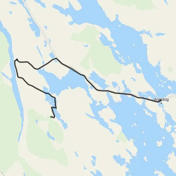 Kartminiatyr av "Laisvallby - Laisvall - Sällá - Arjeplog Väg" cykelinspiration i Övre Norrland, Sweden. Genererad av Tarmacs.app cykelruttplanerare