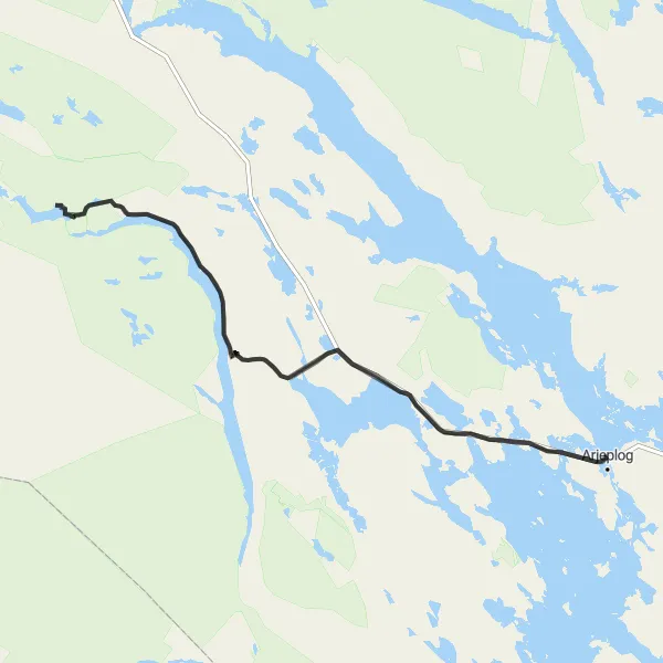 Map miniature of "Laisvall Loop" cycling inspiration in Övre Norrland, Sweden. Generated by Tarmacs.app cycling route planner