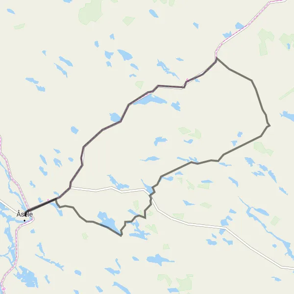 Kartminiatyr av "Utflykt bland Åseles landskap" cykelinspiration i Övre Norrland, Sweden. Genererad av Tarmacs.app cykelruttplanerare