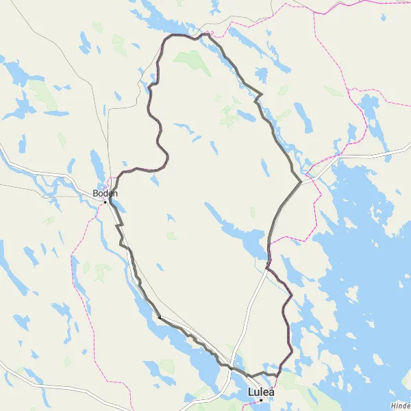 Map miniature of "Beauties of Niemisel" cycling inspiration in Övre Norrland, Sweden. Generated by Tarmacs.app cycling route planner