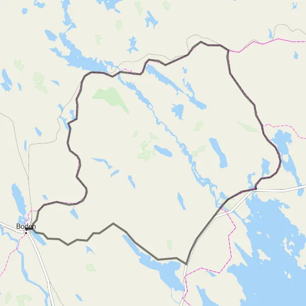 Map miniature of "The Avafors Loop" cycling inspiration in Övre Norrland, Sweden. Generated by Tarmacs.app cycling route planner