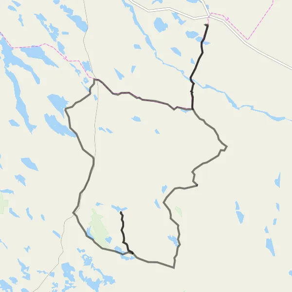 Map miniature of "Finnforsfallet and Bastuträsk Adventure" cycling inspiration in Övre Norrland, Sweden. Generated by Tarmacs.app cycling route planner