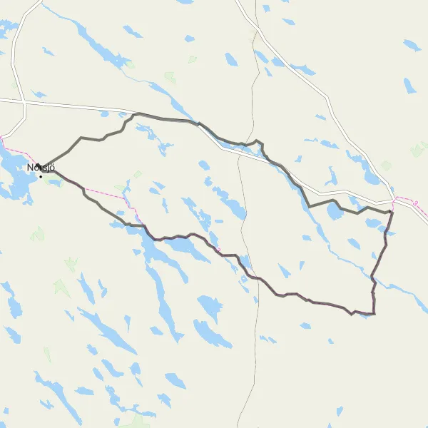 Map miniature of "Norsjö Nordic Adventure" cycling inspiration in Övre Norrland, Sweden. Generated by Tarmacs.app cycling route planner