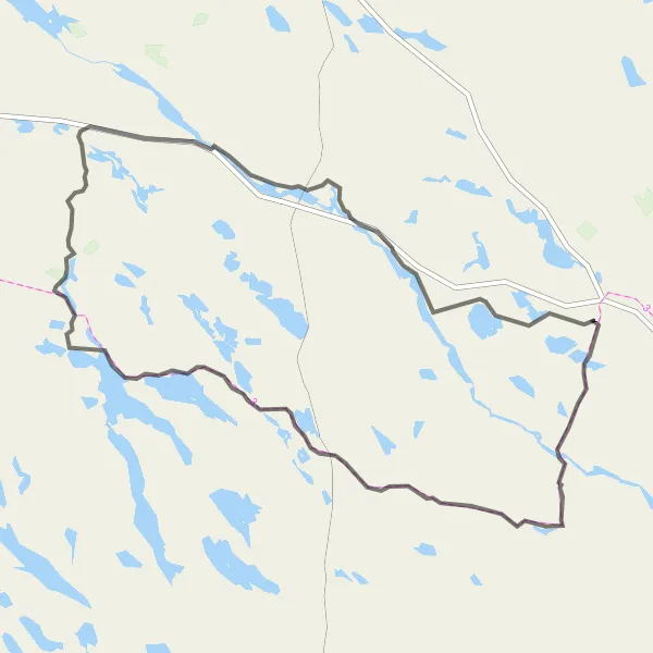 Map miniature of "The Boliden and Bastuträsk Loop" cycling inspiration in Övre Norrland, Sweden. Generated by Tarmacs.app cycling route planner