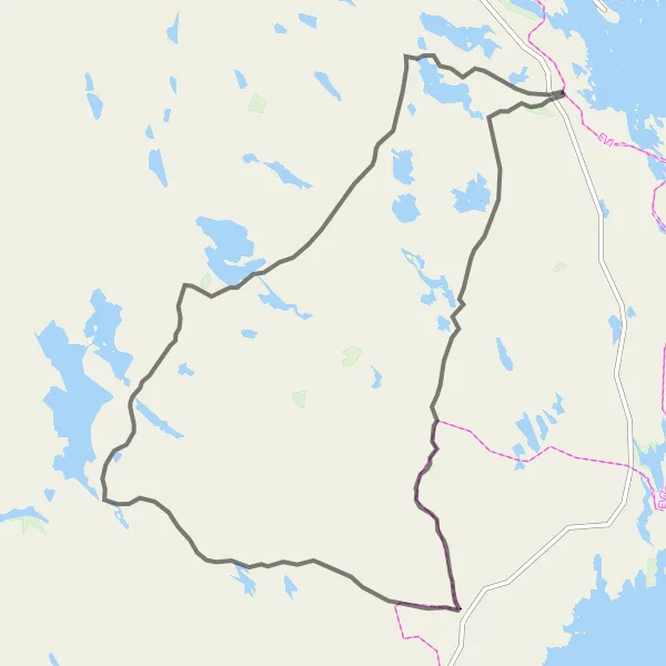 Kartminiatyr av "Utmanande cykeltur bland Norrlands landskap" cykelinspiration i Övre Norrland, Sweden. Genererad av Tarmacs.app cykelruttplanerare