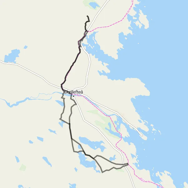 Map miniature of "Bureå and Surrounding Nature" cycling inspiration in Övre Norrland, Sweden. Generated by Tarmacs.app cycling route planner