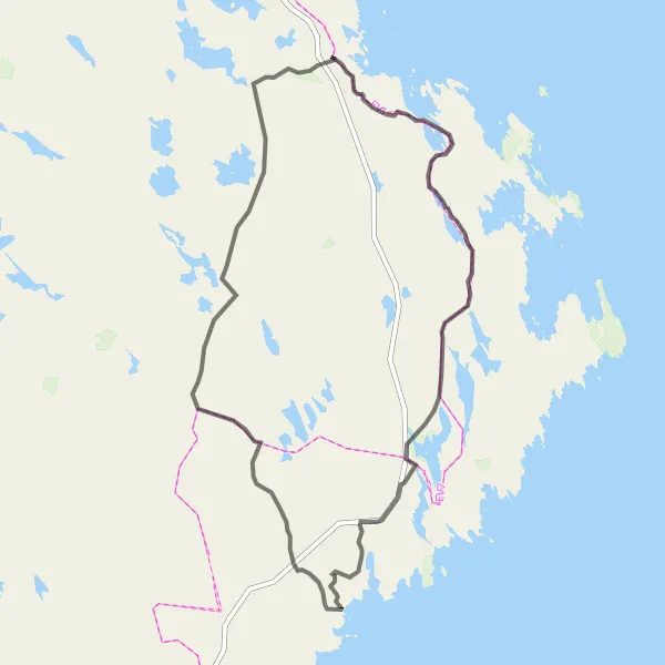 Map miniature of "Scenic Road Cycling Route near Bureå" cycling inspiration in Övre Norrland, Sweden. Generated by Tarmacs.app cycling route planner