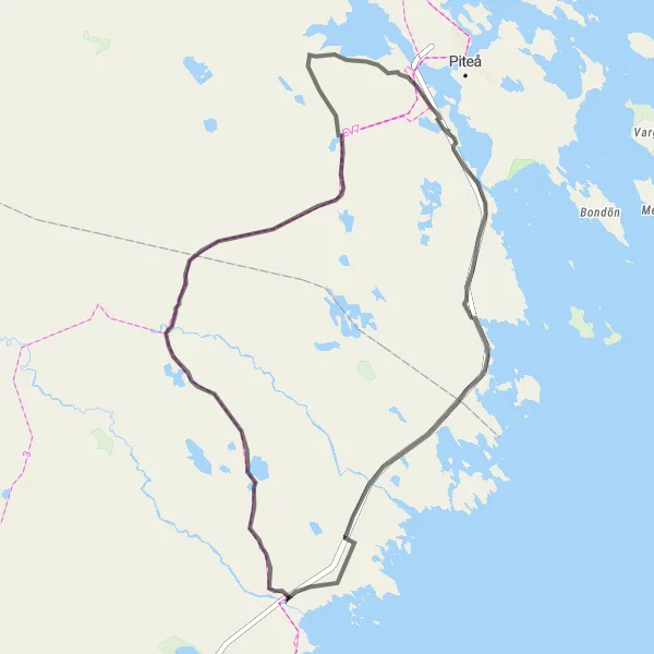 Kartminiatyr av "Ursberget och Bergsviken Loop" cykelinspiration i Övre Norrland, Sweden. Genererad av Tarmacs.app cykelruttplanerare