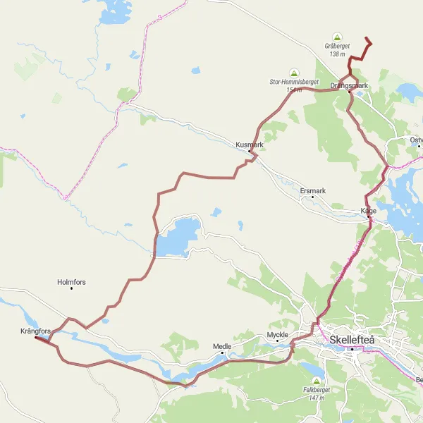 Kartminiatyr av "Gruskörning runt Kusmark" cykelinspiration i Övre Norrland, Sweden. Genererad av Tarmacs.app cykelruttplanerare