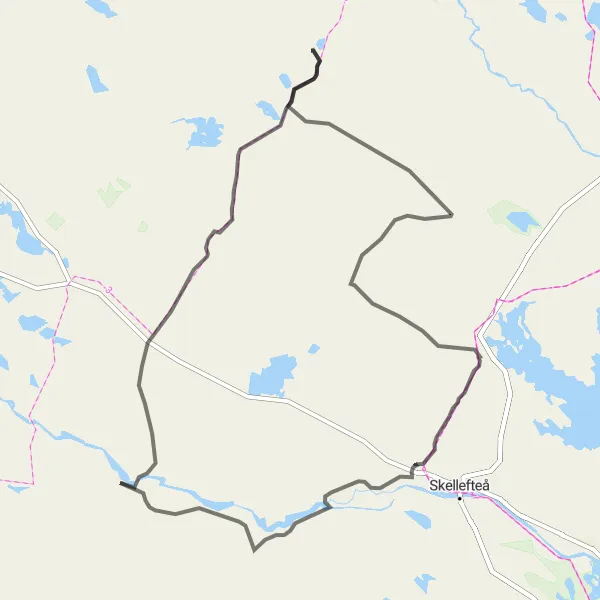 Map miniature of "Norrlångträsk Challenge" cycling inspiration in Övre Norrland, Sweden. Generated by Tarmacs.app cycling route planner
