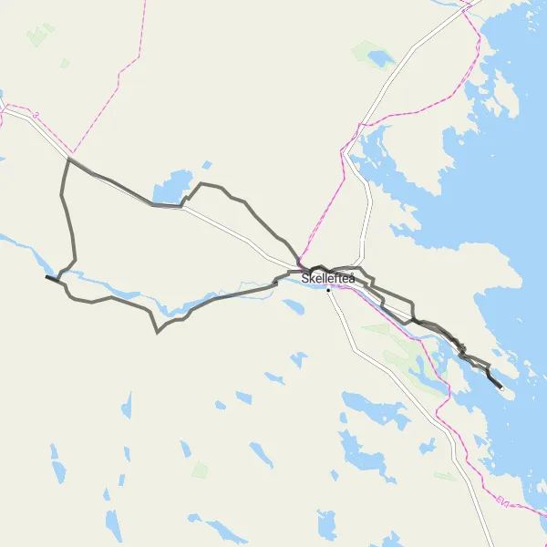 Kartminiatyr av "Historisk rundtur i Skellefteå" cykelinspiration i Övre Norrland, Sweden. Genererad av Tarmacs.app cykelruttplanerare