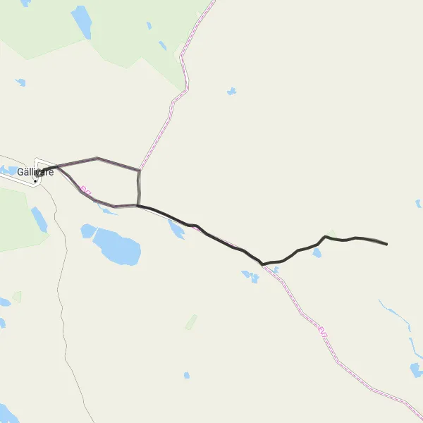 Kartminiatyr av "Leipojärvi till Gällivare Äventyrsresa" cykelinspiration i Övre Norrland, Sweden. Genererad av Tarmacs.app cykelruttplanerare