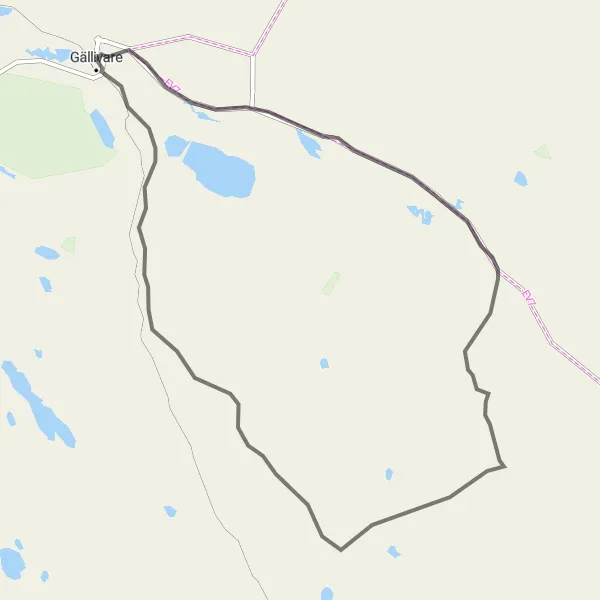 Map miniature of "Discover Sakajärvi and Purnu" cycling inspiration in Övre Norrland, Sweden. Generated by Tarmacs.app cycling route planner