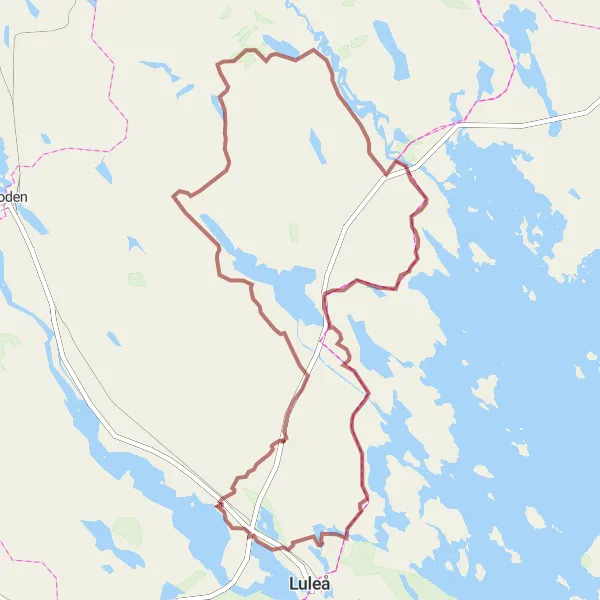 Kartminiatyr av "Kustnära Skogsäventyr" cykelinspiration i Övre Norrland, Sweden. Genererad av Tarmacs.app cykelruttplanerare