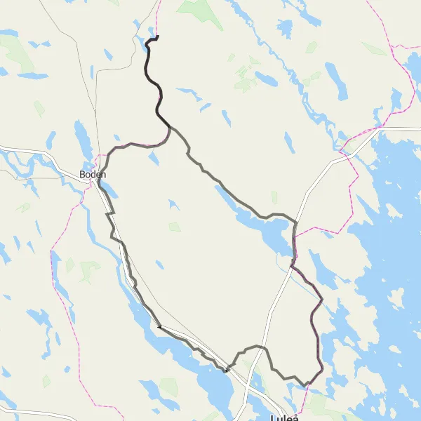 Kartminiatyr av "Naturupplevelser i Sävast" cykelinspiration i Övre Norrland, Sweden. Genererad av Tarmacs.app cykelruttplanerare