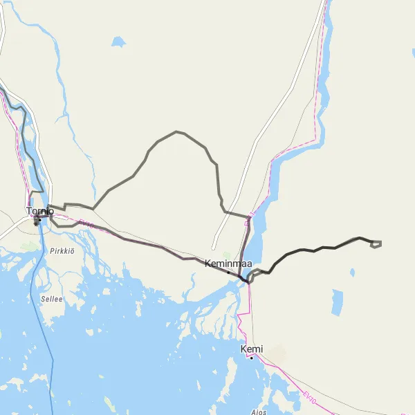 Map miniature of "Torpill Road Cycling" cycling inspiration in Övre Norrland, Sweden. Generated by Tarmacs.app cycling route planner