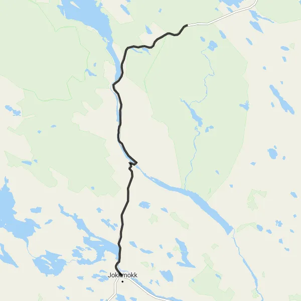 Kartminiatyr av "Unna Hapsas till Porjus Cykeltur" cykelinspiration i Övre Norrland, Sweden. Genererad av Tarmacs.app cykelruttplanerare