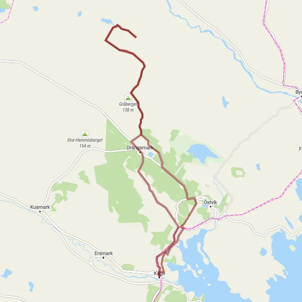 Map miniature of "Gravel Adventure: Drängsmark Exploration" cycling inspiration in Övre Norrland, Sweden. Generated by Tarmacs.app cycling route planner