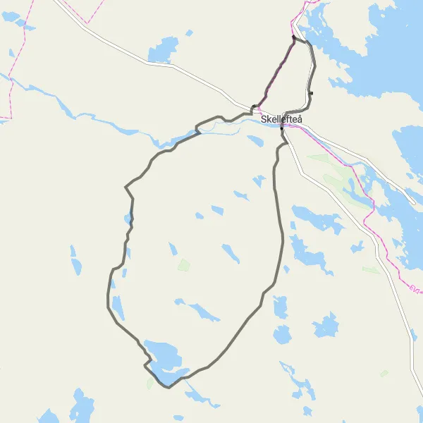 Kartminiatyr av "Kåge - Vitberget - Burträsk - Kåge" cykelinspiration i Övre Norrland, Sweden. Genererad av Tarmacs.app cykelruttplanerare