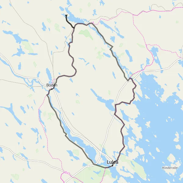 Map miniature of "Road bike ride to Niemisel and Råneå" cycling inspiration in Övre Norrland, Sweden. Generated by Tarmacs.app cycling route planner