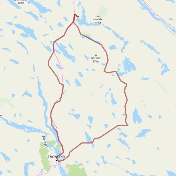 Kartminiatyr av "Grusväg Cykling i Lycksele området" cykelinspiration i Övre Norrland, Sweden. Genererad av Tarmacs.app cykelruttplanerare