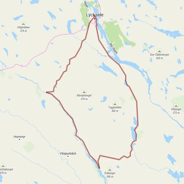 Map miniature of "Scenic Gravel Tour" cycling inspiration in Övre Norrland, Sweden. Generated by Tarmacs.app cycling route planner